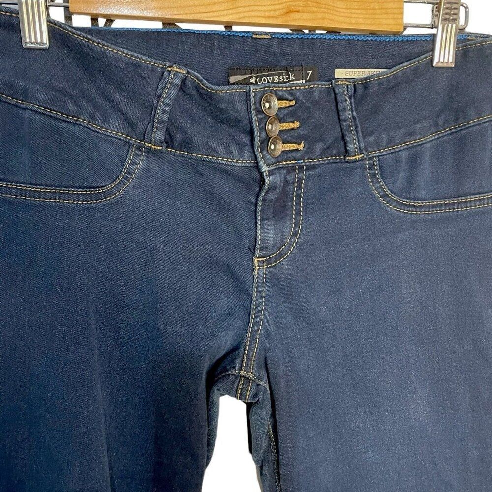 Lovesick Skinny Leg Jegging Pants Women's 7 Juniors Blue Pockets Casual Academia - Picture 4 of 12